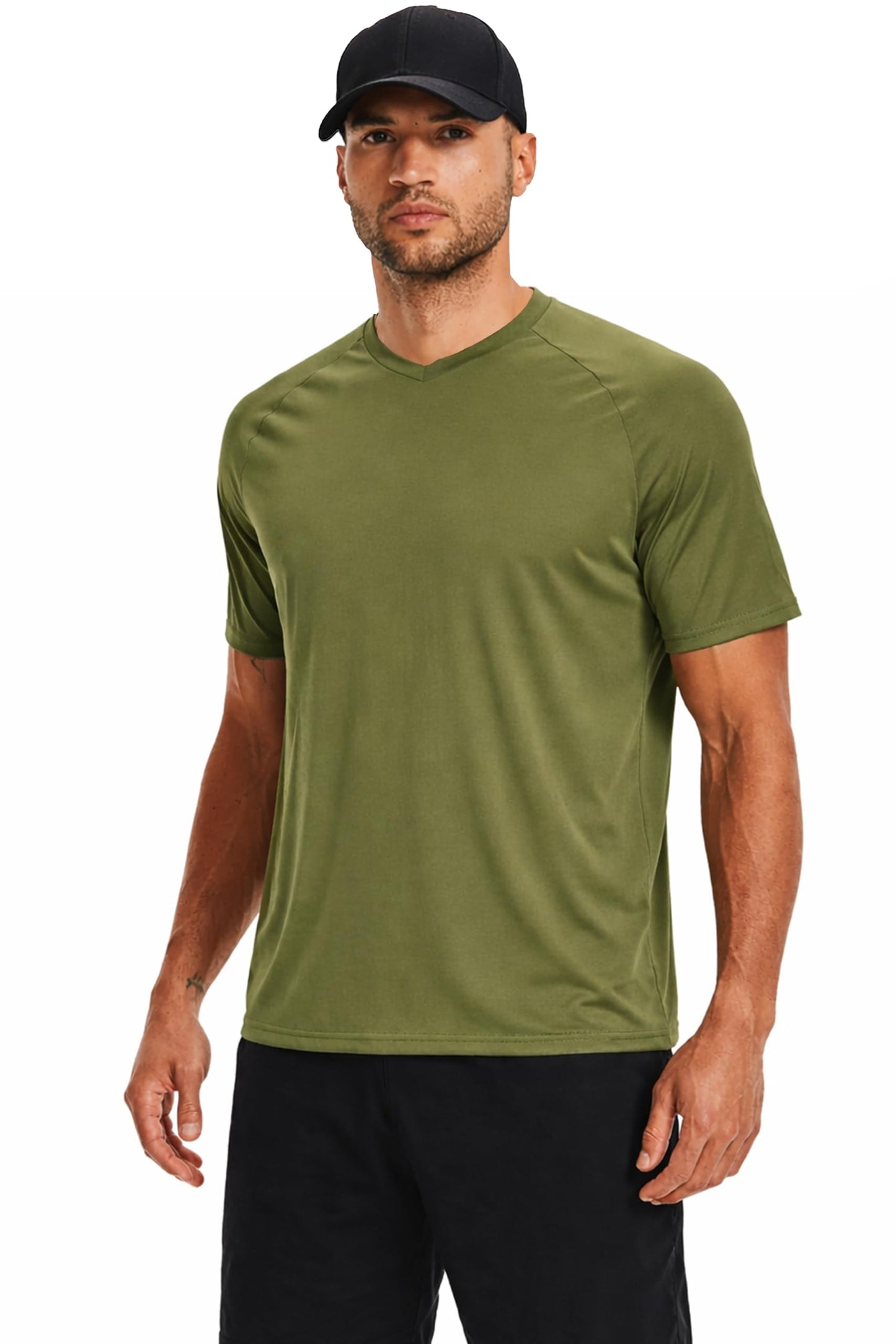 5 Pack Men’s Active Quick Dry Crew Neck T Shirts | Athletic Running Gym Workout Short Sleeve Tee Tops Bulk (Set 8, Large)
