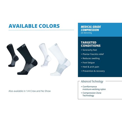 OS1st Plantar Fasciitis Socks FS4, Plantar Fasciitis Relief, Arch Support and Overall Foot Health (Crew, Black, Large)