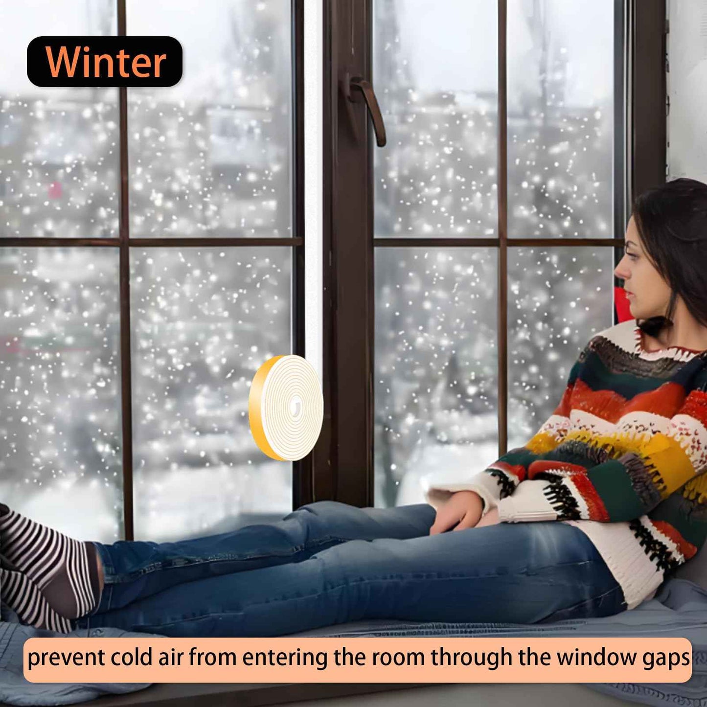 Weather Stripping,Weather Stripping for Door,Strong Adhesive, Lightproof, Soundproof Foam,Door Seal Strip for Door Frame,Window Frame(White,1 in x 1/4 in x 26Ft)