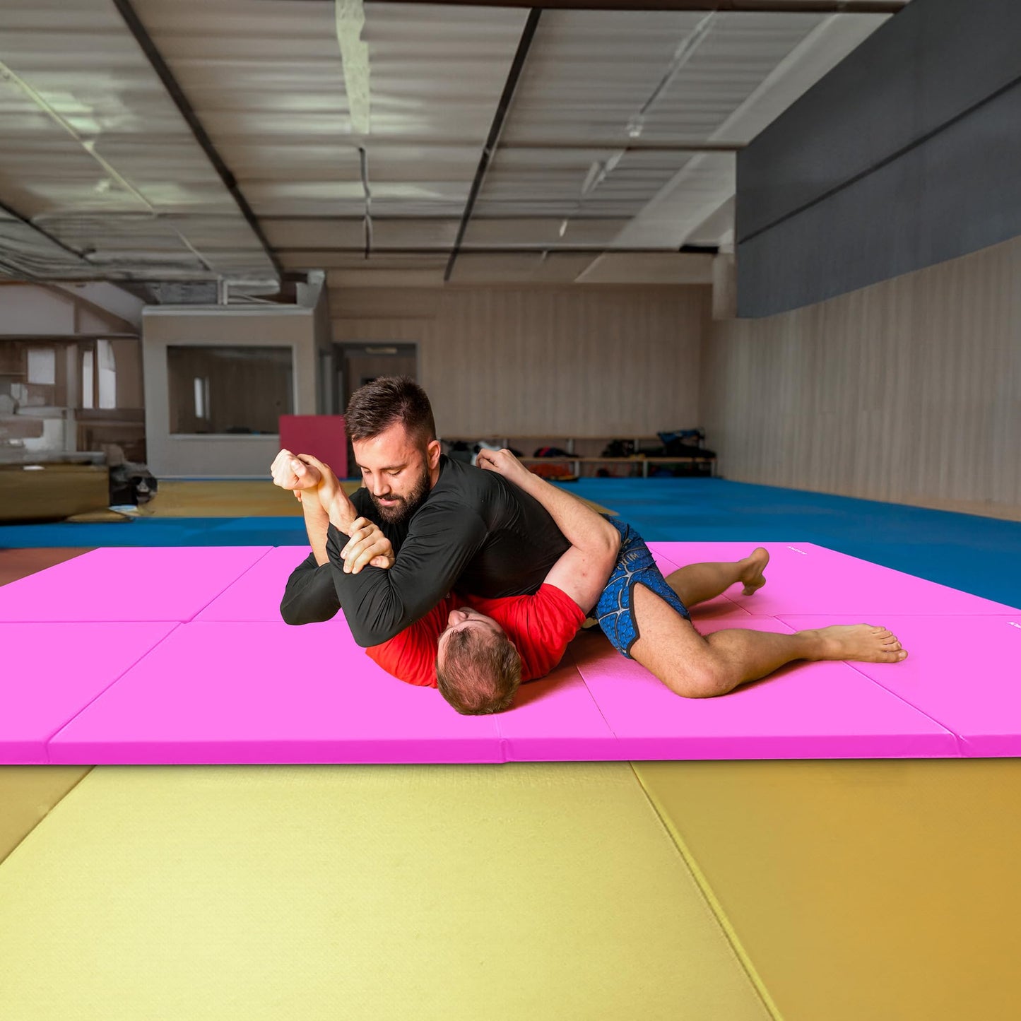 BalanceFrom All Purpose 4'x10'x2" Extra Thick High Density Anti Tear Gymnastics Gym Folding Exercise Aerobics Mats (Pink)