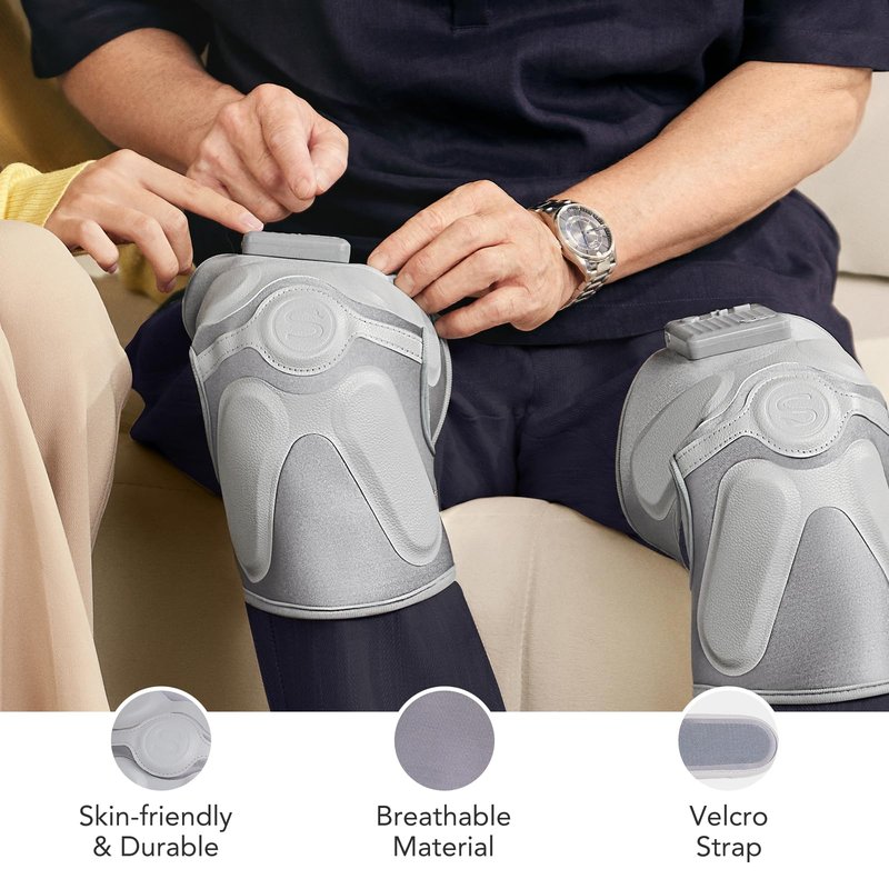 SKG Cordless Knee Massager with Heat Vibration for Pain Relief, Electric Heated Knee Brace with 4 Heat Levels and 3 Massage Modes, Portable Knee Massager for Joint Pain, Gifts for Men Women, W3 Pro