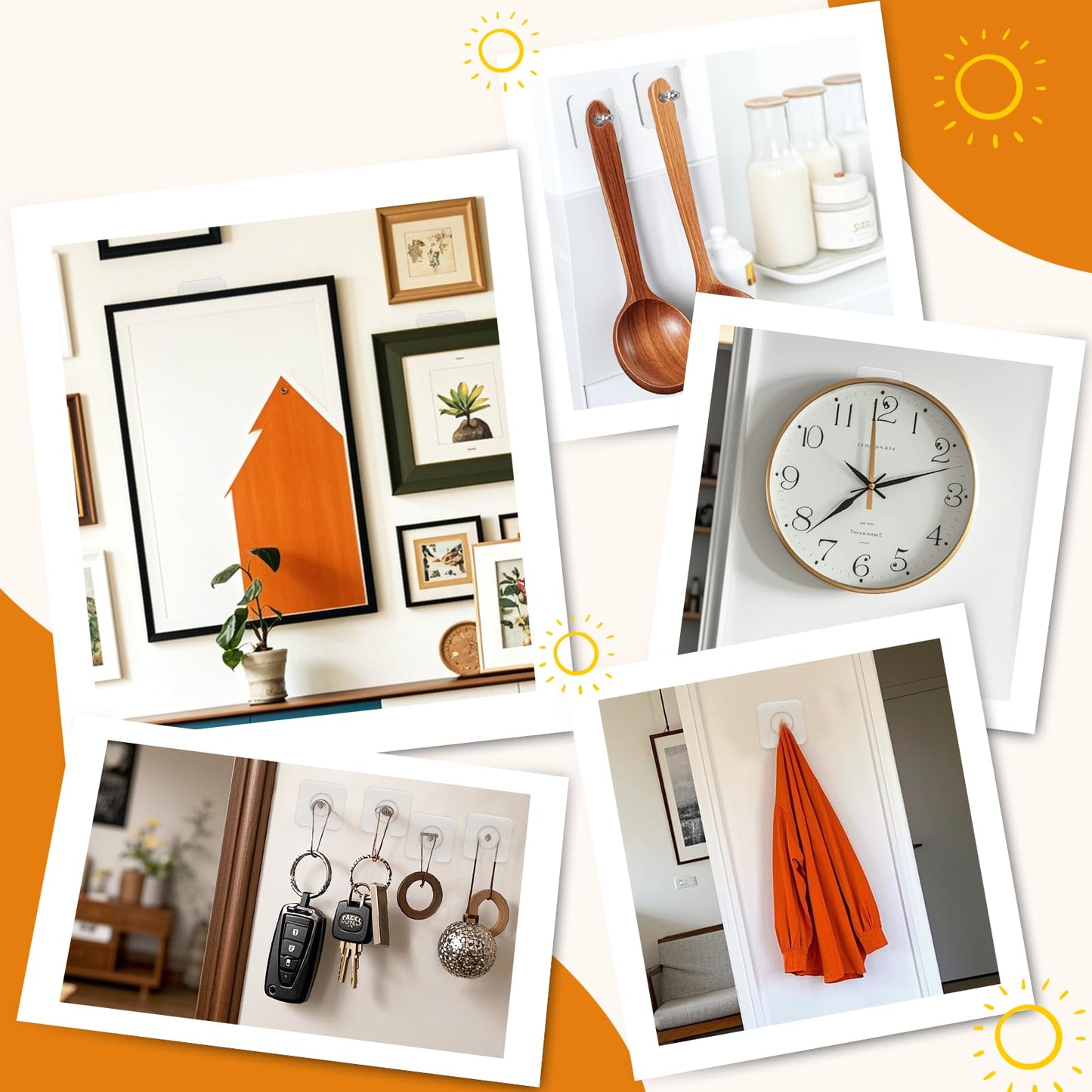 AIERSA Wall Hangers Without Nails,20 Pcs Picture Hangers Without Nails,Hang Pictures Frame On Wall No Nails,Nail Free Stickers for Walls,Drill Free Adhesive Hooks,Adhesive Screwless Screws(10mm)