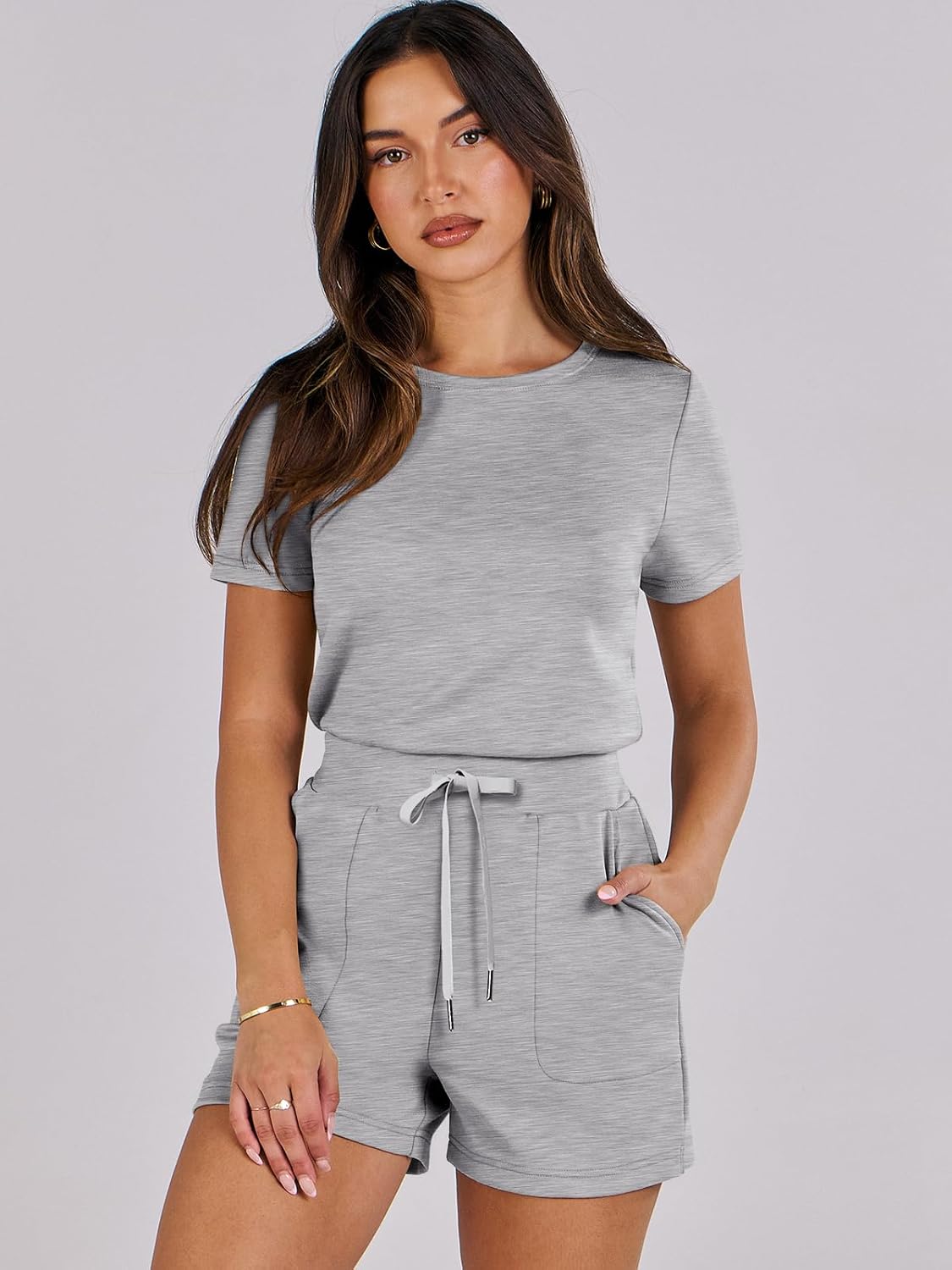 ANRABESS Romper for Women - Short Sleeve Summer Jumpsuit for Beach Vacation | Dressy Travel Outfit