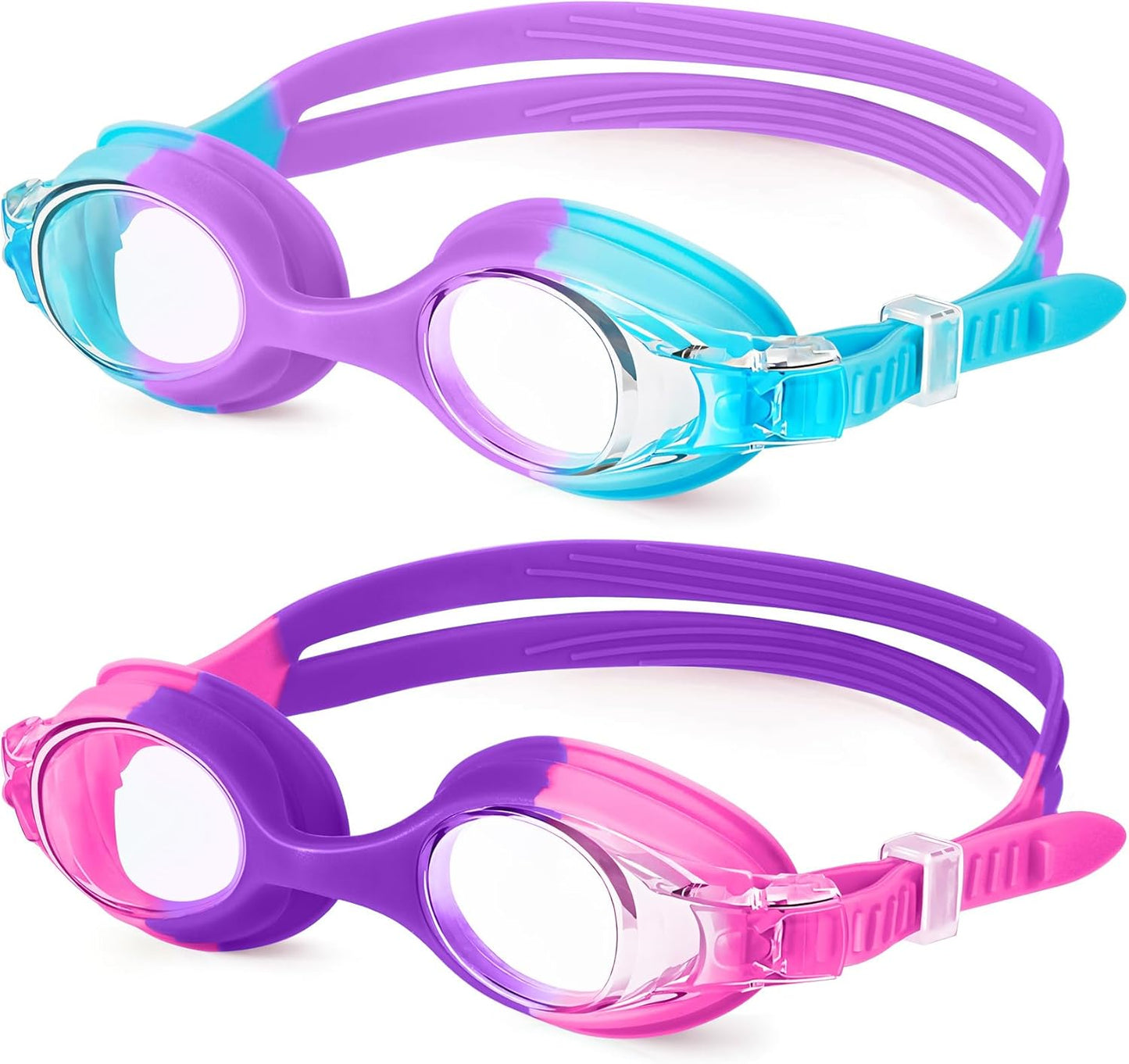 NSSIW Kids Swim Goggles - Anti-Fog, No Leak Design | 2 Pack for Ages 3-16