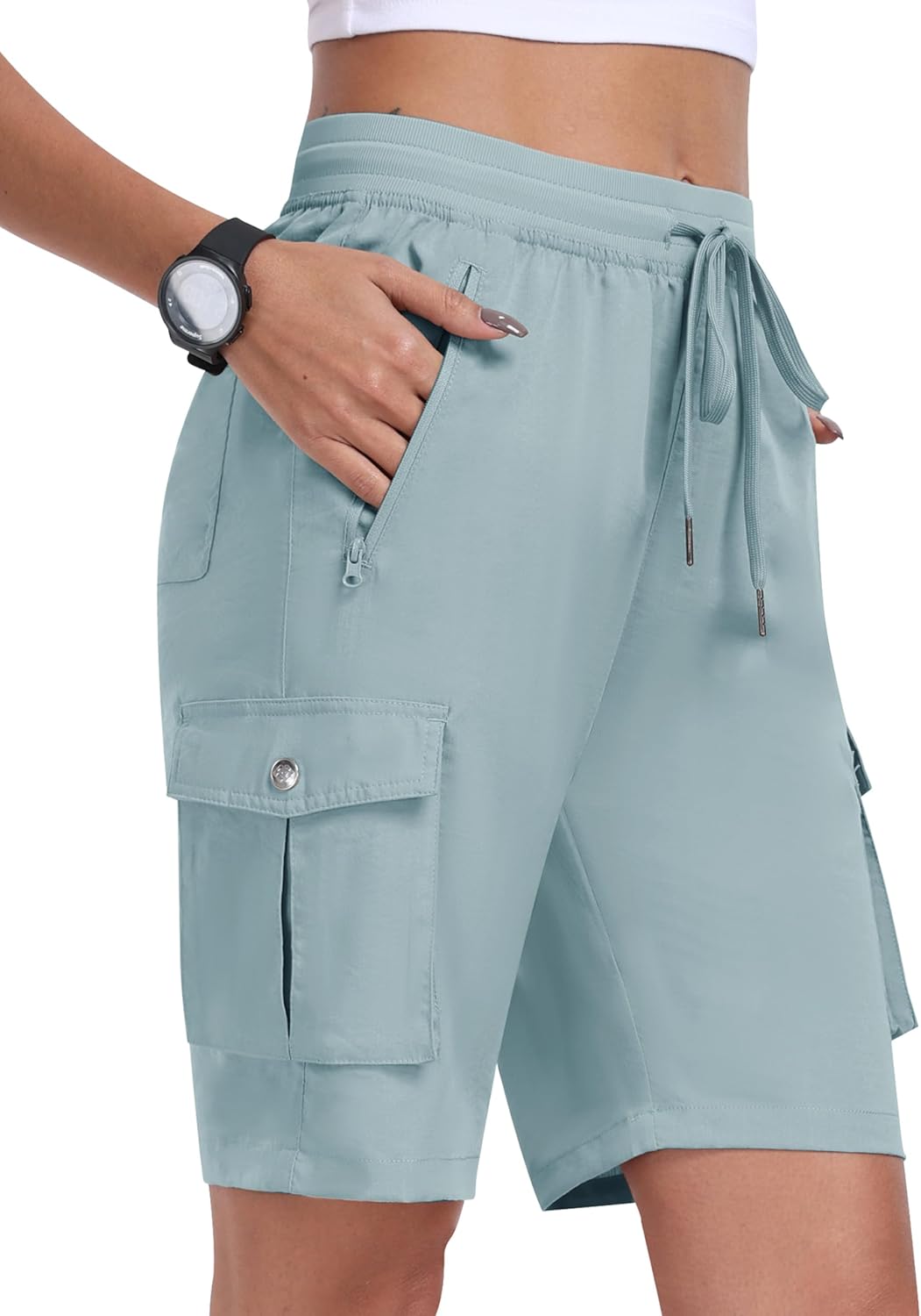 MoFiz Women's Hiking Cargo Shorts - Lightweight Quick-Dry Athletic Shorts with 6 Pockets | Summer Travel