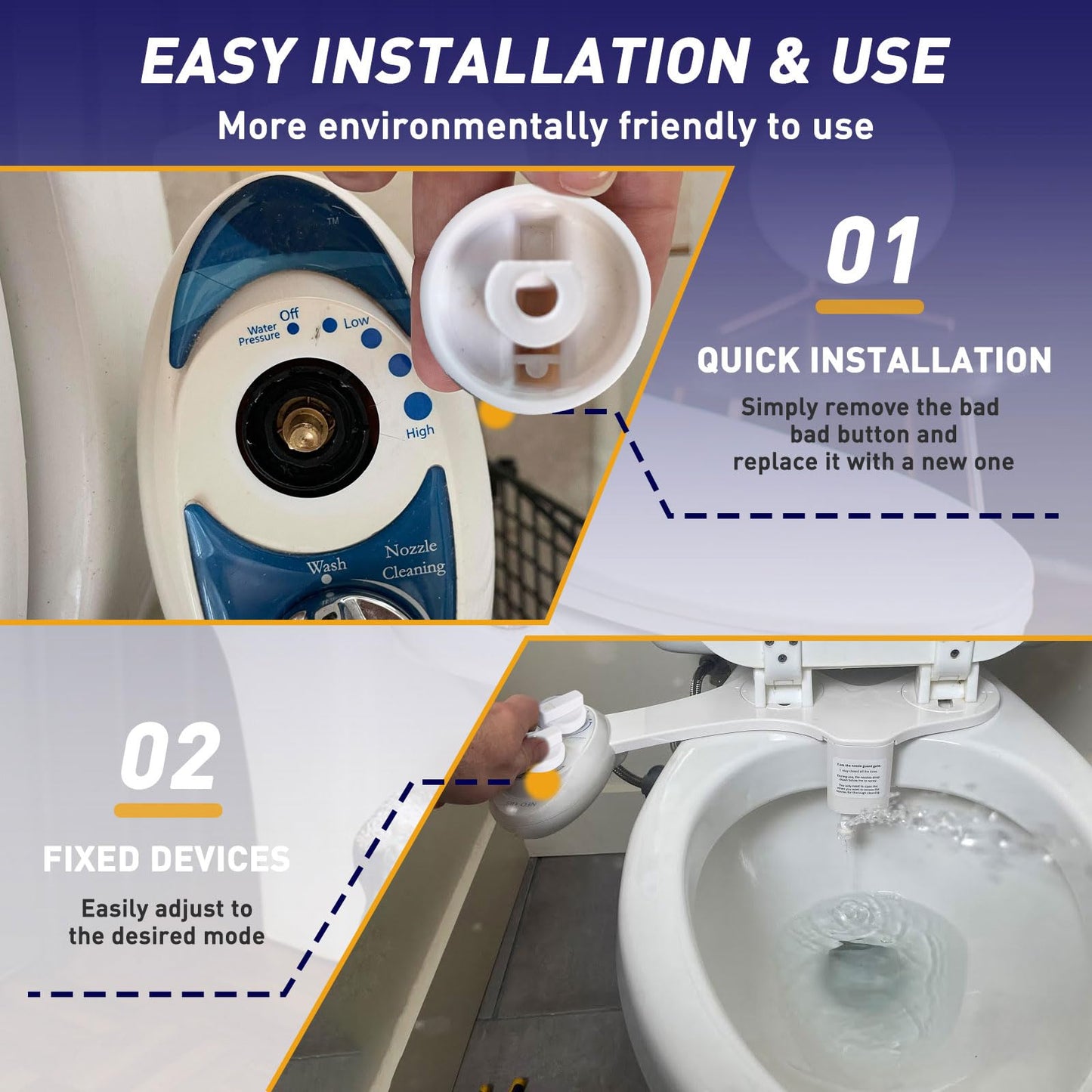 2-Pack Replacement Knob for Luxe Bidet Neo 120 & 185, Knob Accessories for Luxe Bidet Neo 120 & 185 (White)