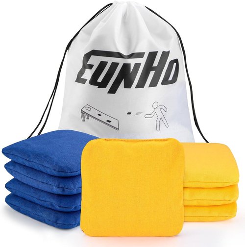 EunHo Cornhole Bags - Set of 8 Regulation Size All-Weather Bean Bags with Carry Case