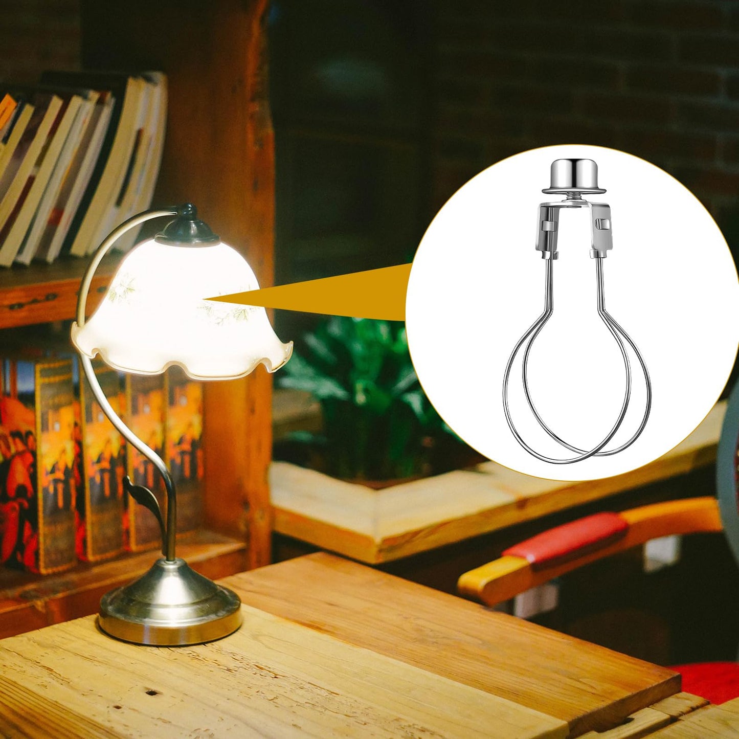 Honoson 4 Pcs Bulb Lamp Shade Light Bulb Clip Adapter Includes Finial and Lampshade Levellers for Replacement (Silver)