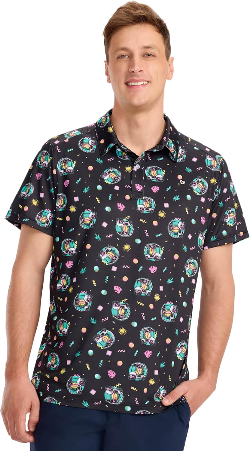 Tipsy Elves Men's Golf Shirt - Performance Polo with 4-Way Stretch & Quick Dry Fabric - Athletic Fit