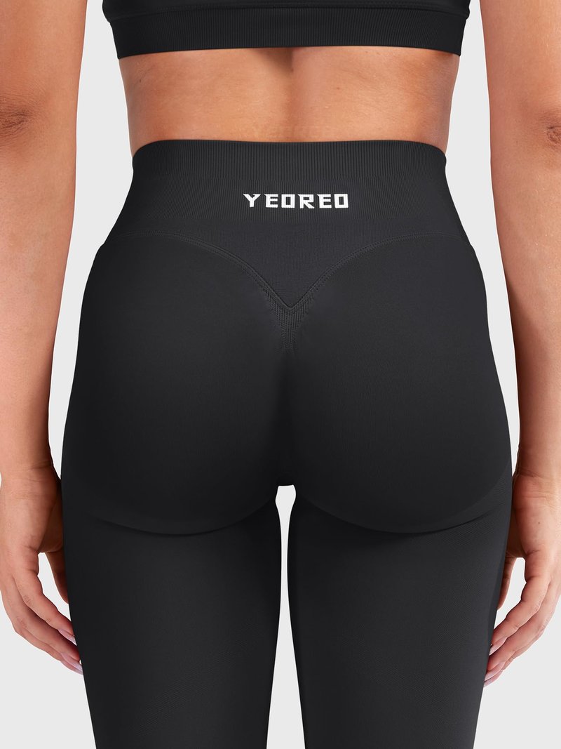 YEOREO Butt Lifting Leggings for Women Seamless Hidden Scrunch Workout Leggings 24" Baderiy Gym Yoga Booty Pants Black