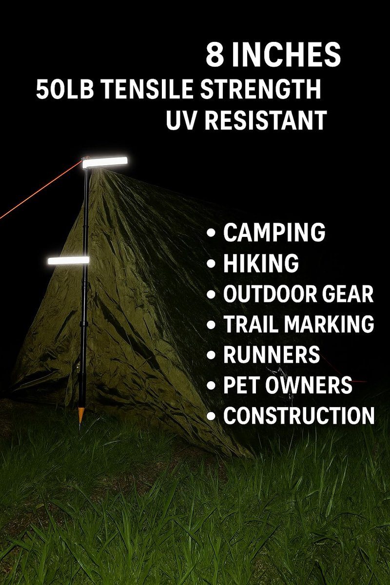 Reflective Cable ties/Zip ties,Mullins Made 8 inch, 25 self locking pieces, UV resistant,Built for safety, Reflective, Hiking, Outdoors/Survival, Running Gear, High-visibility. 50lb tensile strength.