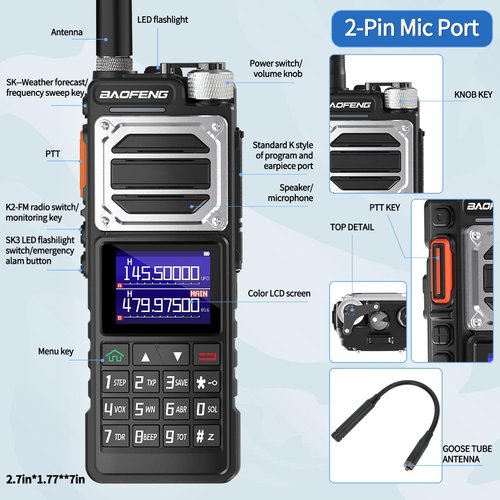 Ham Radio Baofeng Radio Long Range Handheld Tactical Tri-Power UV-25 10W Walkie Talkies NOAA Weather Receiver 5200mAh Type-C Charging UV-32 Two Way Radios,Copy Frequency for Hunting Survival Gear