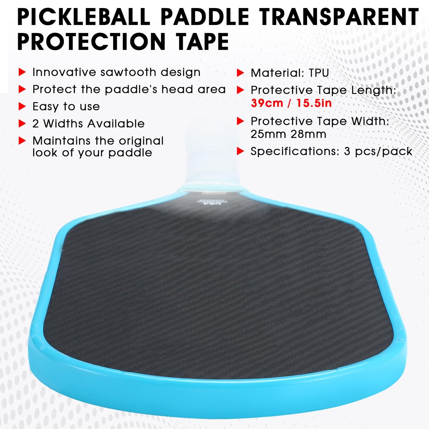 Clear Pickleball Edge Guard Tape – No Wrinkling, Protects Edge & Covers Lead Tape – 28mm/30mm – Fits Standard Paddles, Not for Edgeless Paddles