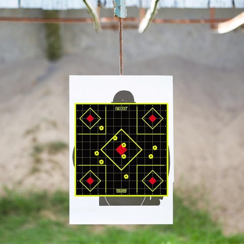 Fluorescent Yellow Shooting Target Stickers by [Brand Name] - 12x13 Inch for Handguns, Rifles & More | 10/25/50 Pack