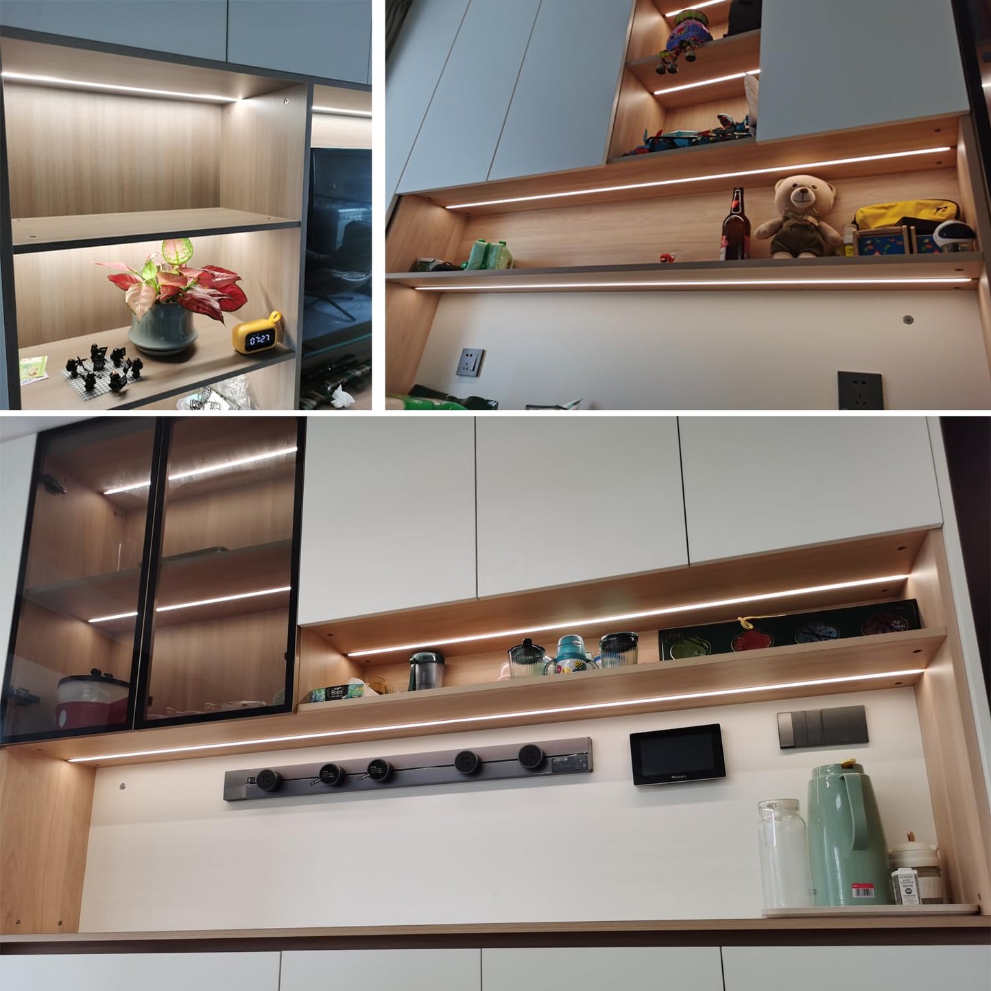 ATA LED Recessed Lighting Kit for Wall Panels - 6pcs Self-Adhesive Wall LED Lights for Interior Wall Decor, 3000k Touching Switch Light for Wood Slat Wall Panels (Hidden Touch Sensor Switch)