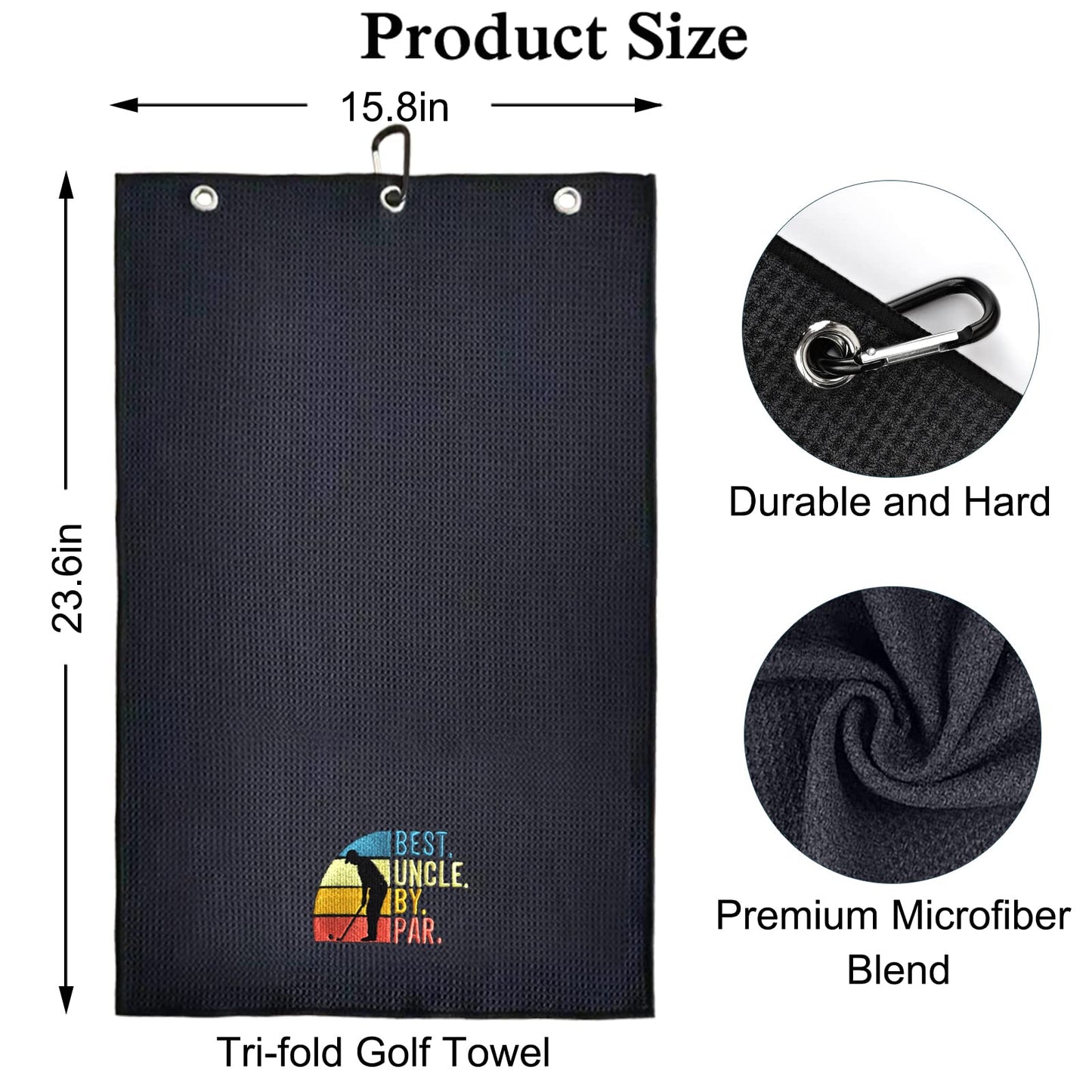 DYJYBMY Best Uncle by Par Embroidered Golf Towel with Clip, Retro Golf Accessories for Men, Retirement Gifts for Golfer, Birthday Fathers Day Appreciation Gifts for Husband Uncle Grandpa Dad