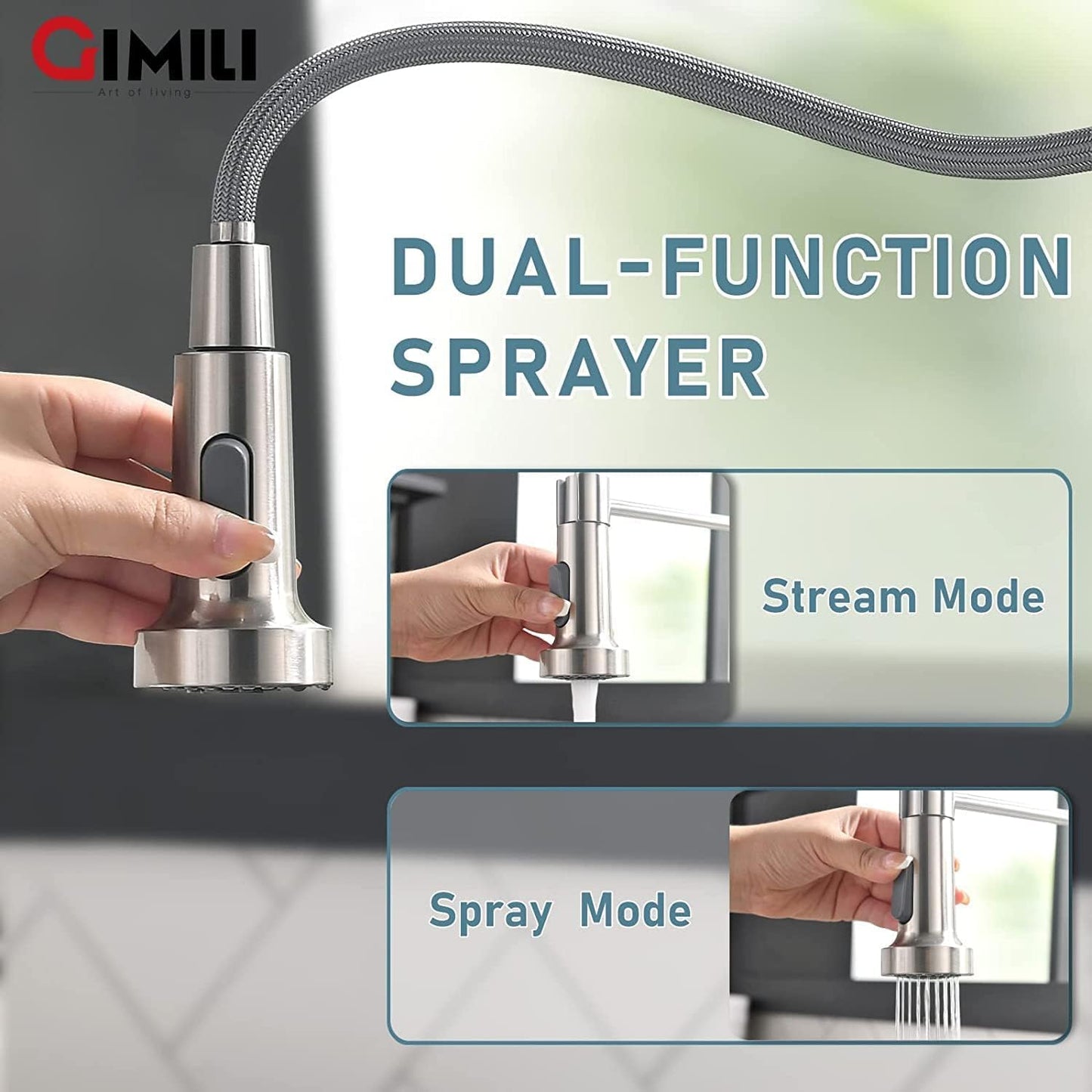 Matte Black Kitchen Faucet with Soap Dispenser - Commercial Single Handle Pull Down Sprayer