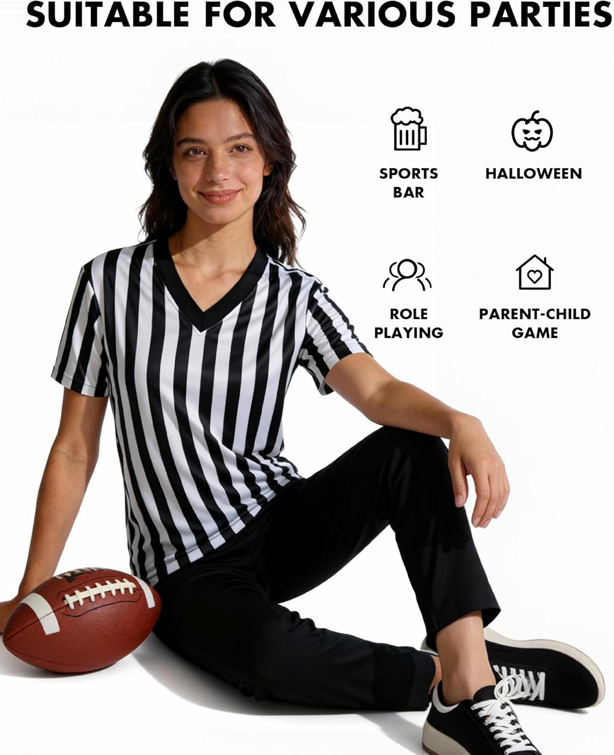 Skiennix Women's Referee Shirt - Official V-Neck Football & Basketball Jersey | Perfect for Halloween Costumes