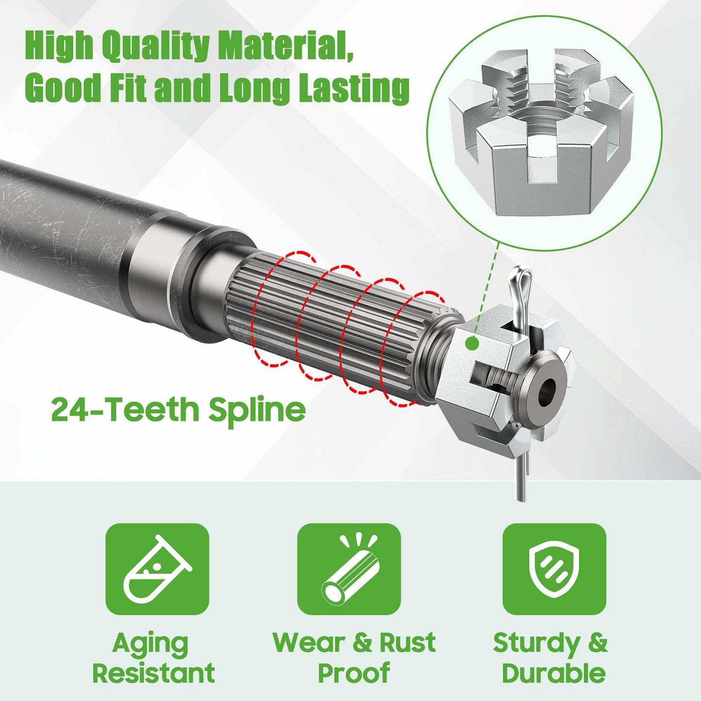 10L0L Golf Cart Rear Spline Axle Shaft for Yamaha G16 G19 G22 G27 (1996-2008) Models, Driver Side (Short) OEM# JR1-G6511-00-00