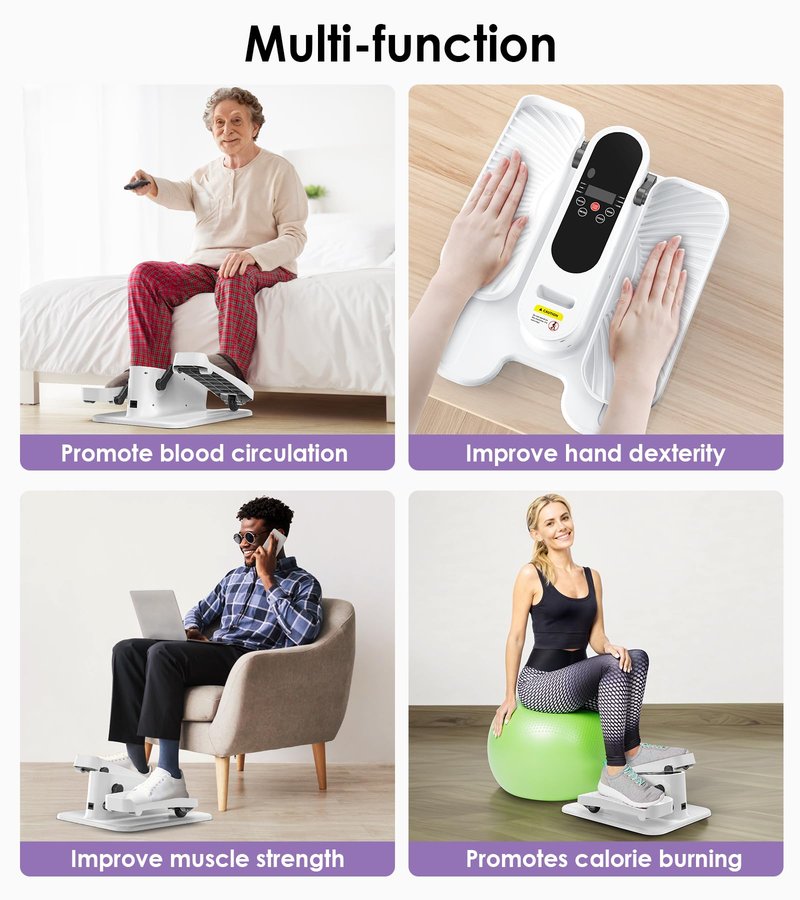 Under Desk Elliptical Machine That Plugs in Electrical Outlet, 12-Speed Bidirectional Leg Exerciser While Sitting for Seniors, Quiet Foot Pedal Exercise Machine with LCD Monitor & Remote Control