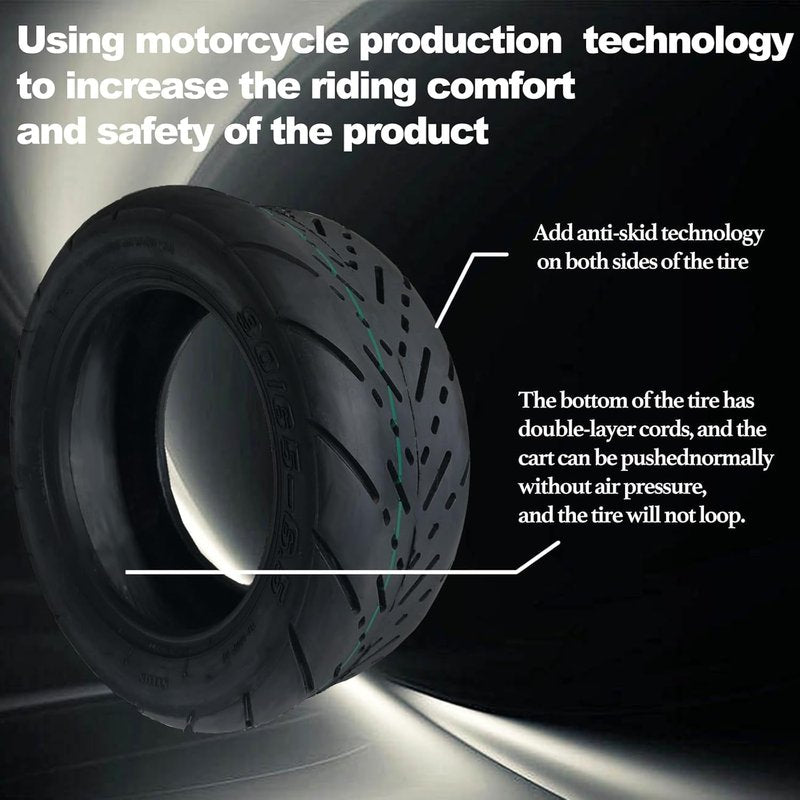 YONJILL 90/65-6.5 Self-Healing Electric Scooter Tire 11 Inch - Puncture Proof Tubeless Replacement Tire with Vibration Dampers, Compatible with Dualtron Zero 11X, Mini Pocket Bikes & City Commuter