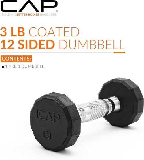 CAP Barbell Coated Hex Dumbbell - Versatile Weight Options from 10 to 120 lbs | Durable Design