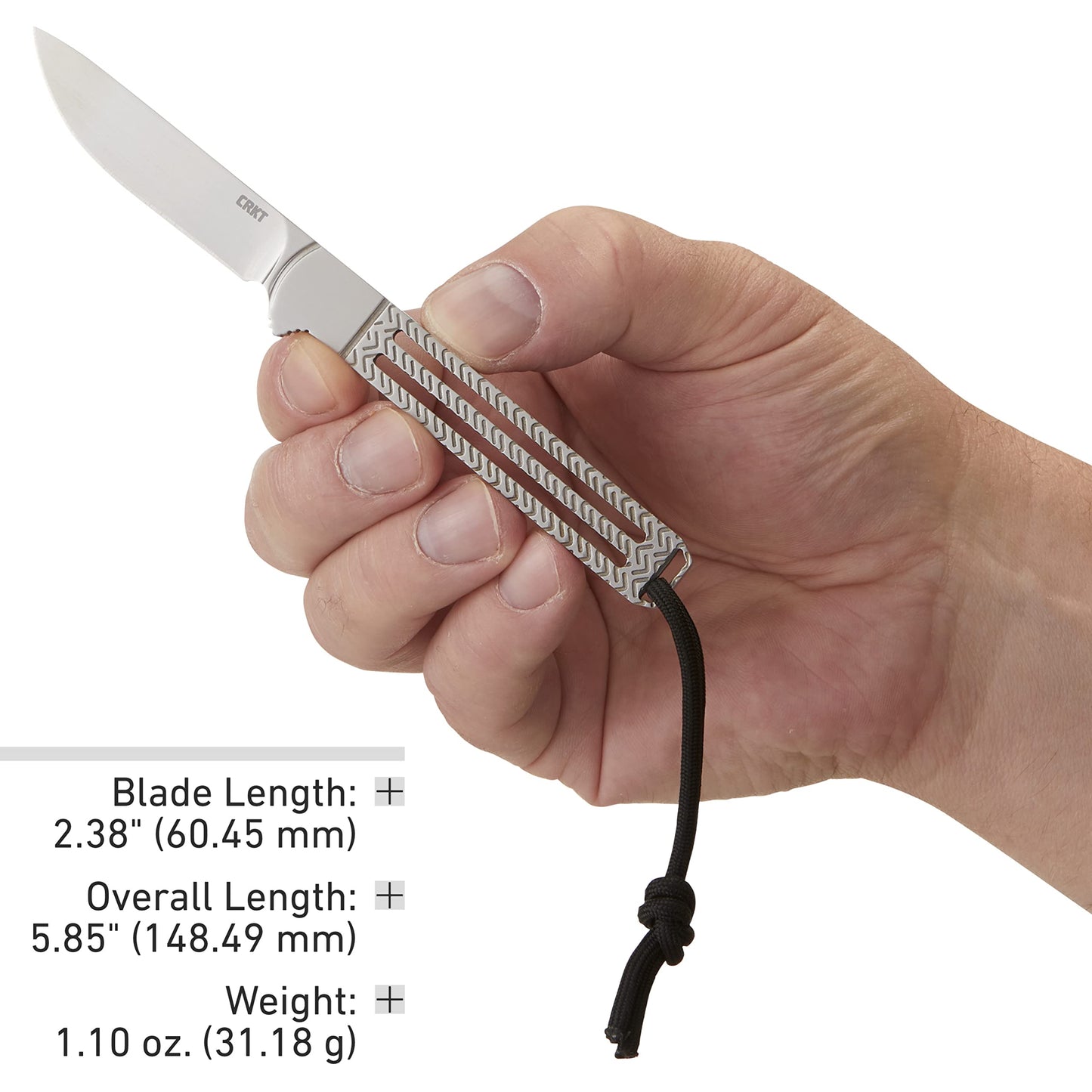 CRKT Testy Fixed Blade Knife with Sheath: Lightweight Everyday Carry, Textured Stainless Steel Handle, Glass Reinforced Nylon Sheath 7524,Silver