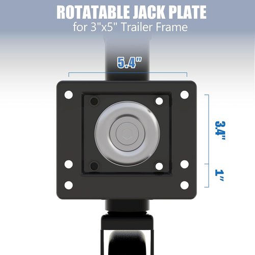 8" Spoke Wheel Trailer Jack - 1500 lbs Capacity | 10" Vertical Movement for RVs, Boats, Trailers - Black