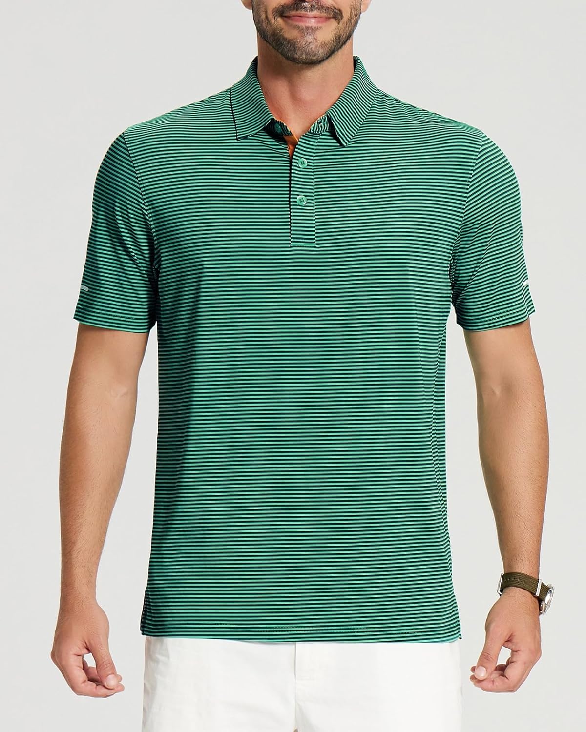 Skiennix Men's Golf Polo Shirt - Moisture-Wicking Short Sleeve Striped Casual Top | High Performance