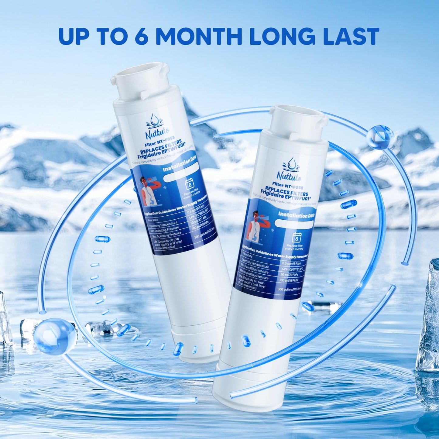 Water Filter Replacement Compatible with Frigidaire EPTWFU01, EWF02, Pure Source Ultra II, 012505454226, 4562222, 3 Pack, by NUTTUTO