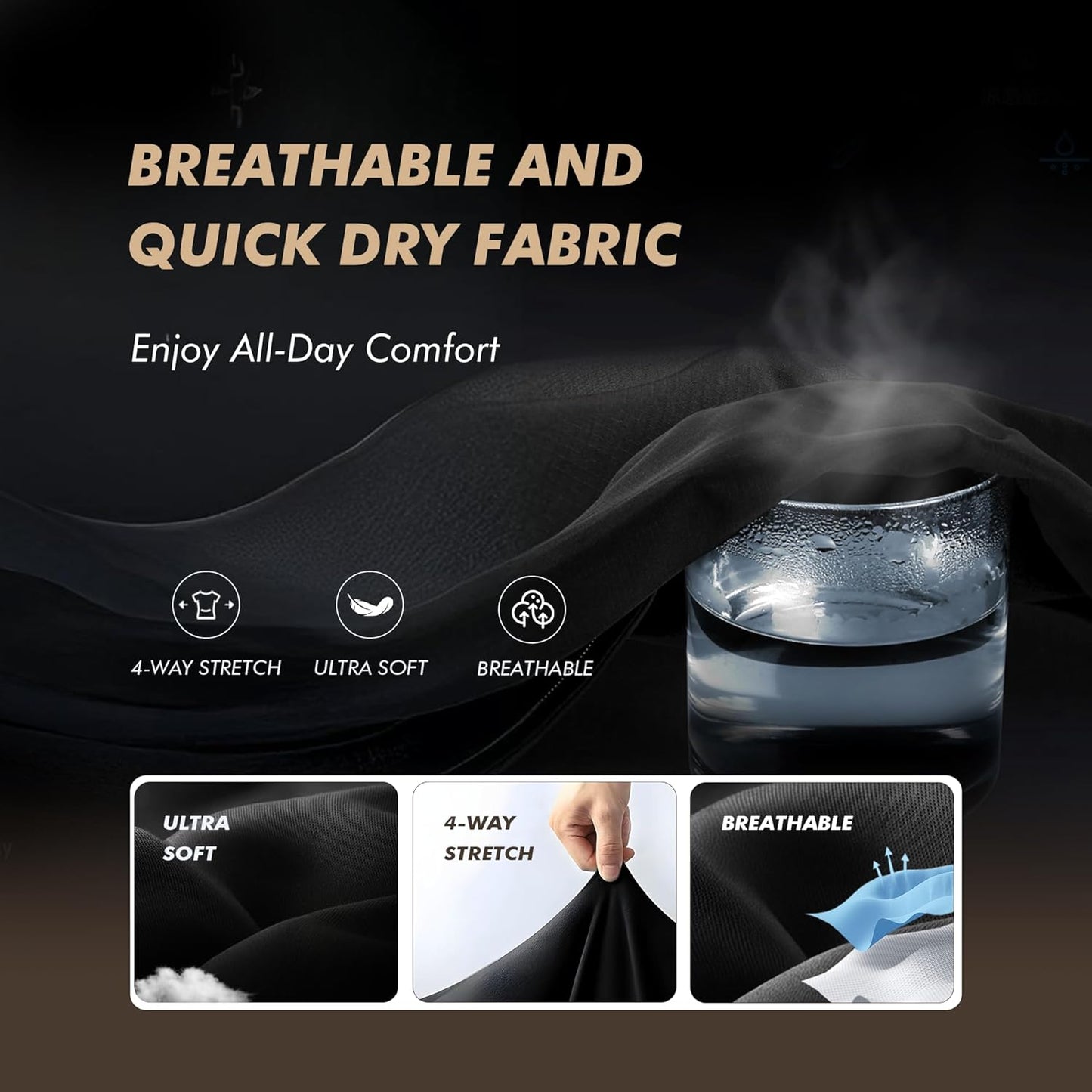 BOOJO Men's Polo Shirts - Quick Dry Moisture-Wicking Black Short Sleeve Golf T-Shirts | Casual & Athletic Wear