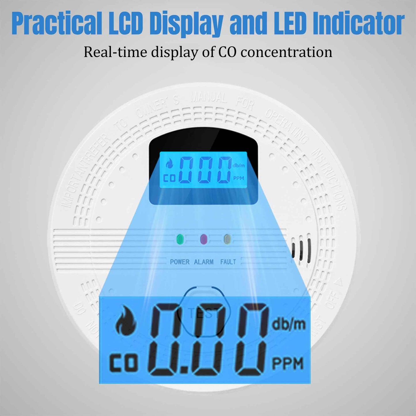 GQIRIL Smoke and Carbon Monoxide Detector - Battery Powered Monoxide Alarm with Dual Sensor and Digital Display, Portable Fire and CO Warning Light Indicators for Kitchen Home Garage (No Battery)