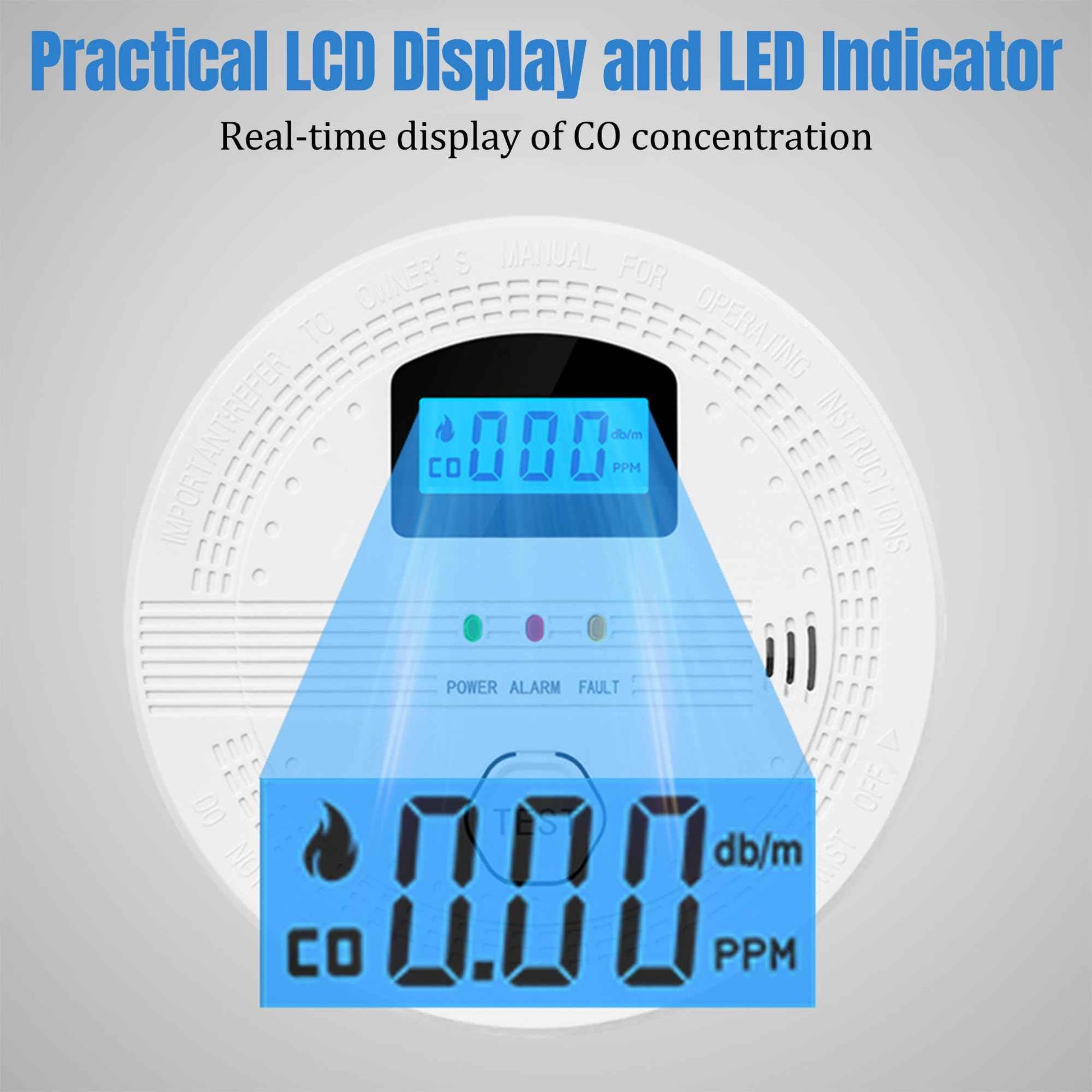 GQIRIL Smoke and Carbon Monoxide Detector - Battery Powered Monoxide Alarm with Dual Sensor and Digital Display, Portable Fire and CO Warning Light Indicators for Kitchen Home Garage (No Battery)