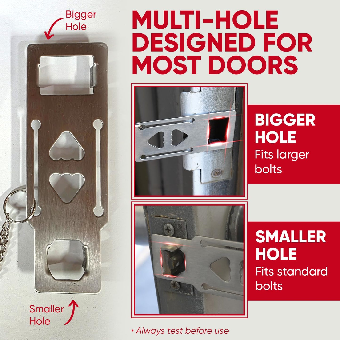 Portable Door Lock Extra Security Essential Safety & Privacy Travel Lockdown, Prevent Entry Stopper, Protect Family While Traveling Home Bedroom Hotel Apartment College (1 Red)