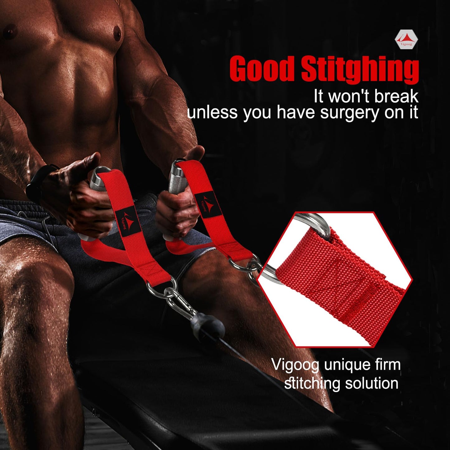 Pro Grade Metal Workout Handles, Heavy Duty Replacement Grip Attachments for Cable Machines, Resistance Bands, LAT Pulldown, Strength Exercise Home Gym & Commercial Fitness Equipment (Glory Red)