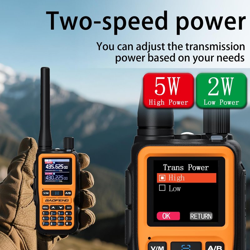 BAOFENG uv-5r mini Ham Radio,uv5r mini Handheld App Programming Walkie Talkies with 5W Power,Copy Frequency,999 Channels,USB-C Charging (Orange-2PACK)