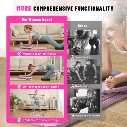 Maksone Pilates Board, Portable Foldable Reformer Training Set for Full-Body Workouts, 6-in-1 Versatile Kit with Multifunctional Ab Roller, Home Core Workout Equipment