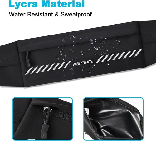HAISSKY Running Belt - Slim Fanny Pack for Men & Women | Phone Holder & Money Pouch | Fits 27" - 51" Waist