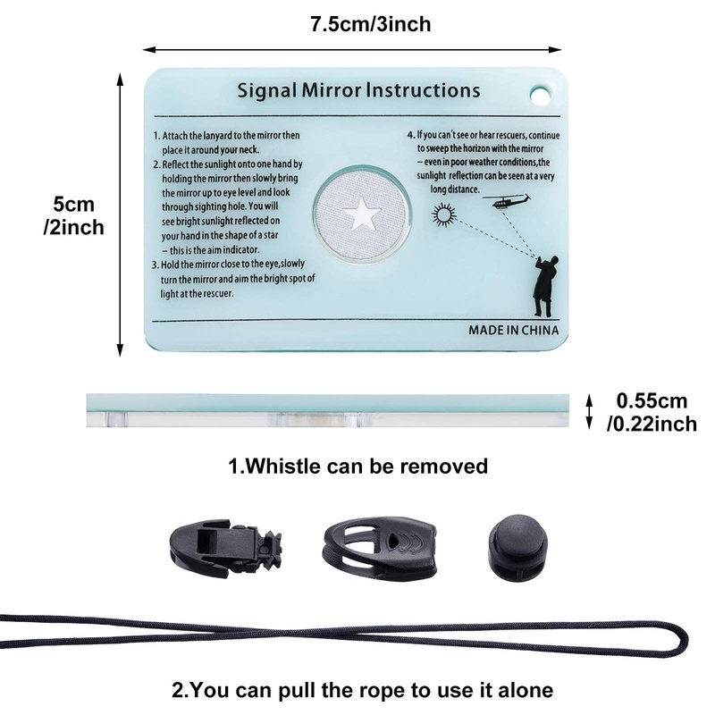 2 Pieces Signal Mirror Survival Reflective Mirror 2 x 3 Inch Send Remotely PFD Mirrors Outdoor Survival Signal Mirror Survival Technologies Small Signal Mirror for Backpacking