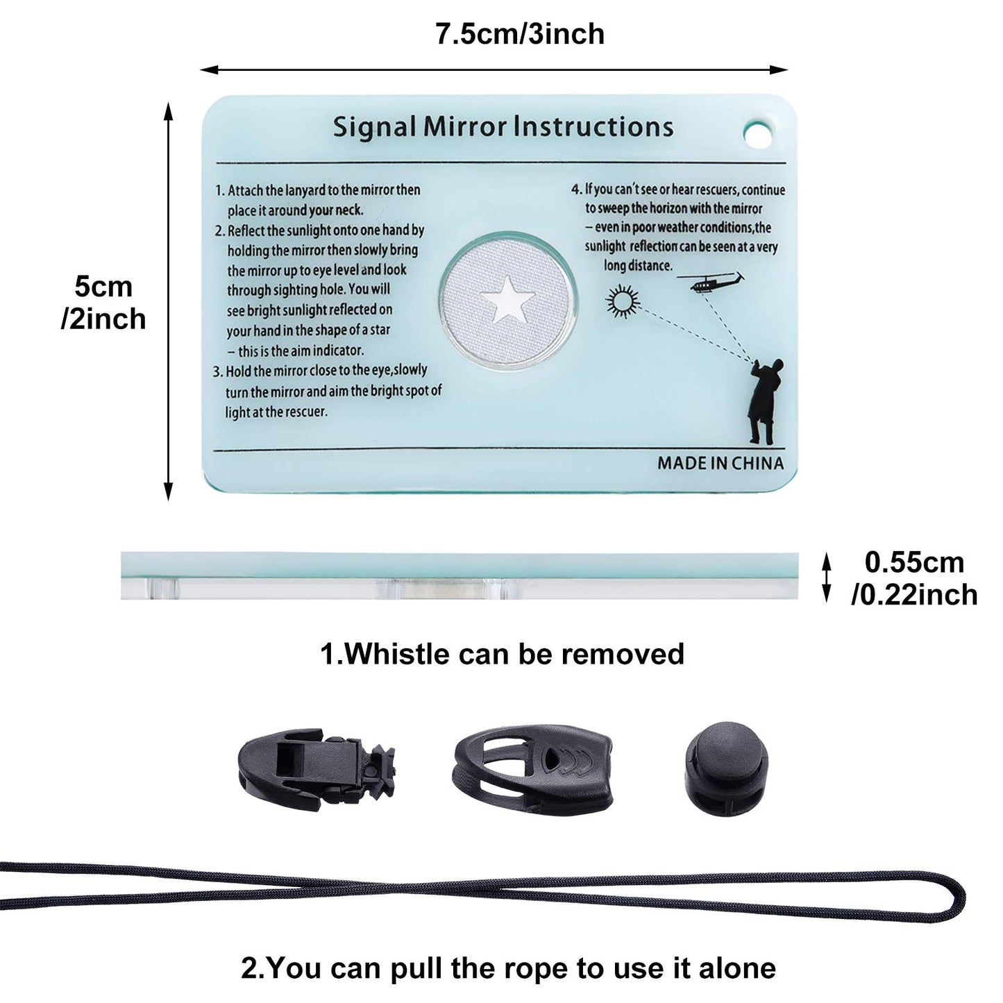 2 Pieces Signal Mirror Survival Reflective Mirror 2 x 3 Inch Send Remotely PFD Mirrors Outdoor Survival Signal Mirror Survival Technologies Small Signal Mirror for Backpacking