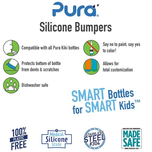 Pura Kiki Silicone Bottle Bumper - Plastic-Free, Medical-Grade, Dishwasher Safe, Protective, Leakproof Cover & Anti-Slip Bottom Cover - Compatible w/Pura Stainless Bottles 5oz 9oz & 11oz (Slate)