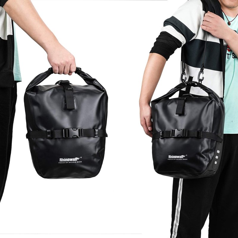 Rhinowalk 20L Bike Bag Waterproof Bicycle Pannier Rear Seat Bag for Cycling Bicycling Traveling Riding, Black