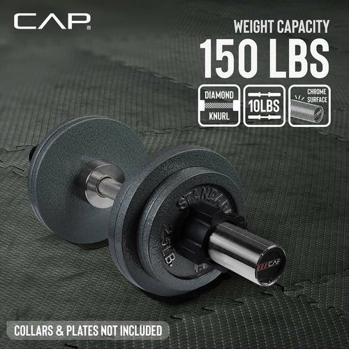CAP Barbell 2' Solid Olympic Dumbbell Handle, No Collars, Chrome (New Version)