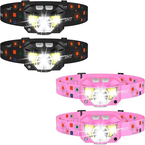 LHKNL Rechargeable Headlamp - 2 Pack in Black & Pink | Bright, Versatile Lighting Solution