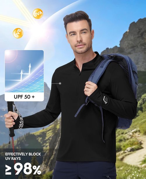 Haimont Men's Lightweight Quarter Zip Pullover | UPF50+ Sun Protection Long Sleeve Hiking Shirt