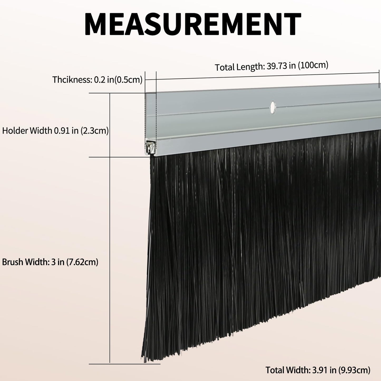 Retsun 8 Sets x 39.37 Inche Net Hair 3 Inches Wide Door Brush Sweeps Seal Garage Roll Up Door Brush Durable Easy Mounting (3 Inches Hair, 8 Sets)