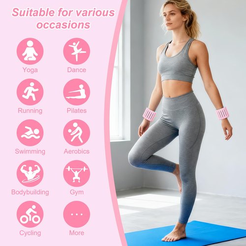 Ninonly Adjustable Magnetic Ankle Wrist Weights for Women Man 2 Pack, Silicone Weighted Bangles Set Arm Leg Weights for Walking Yoga Pilates Gym Running Swimming(1Lb Each)
