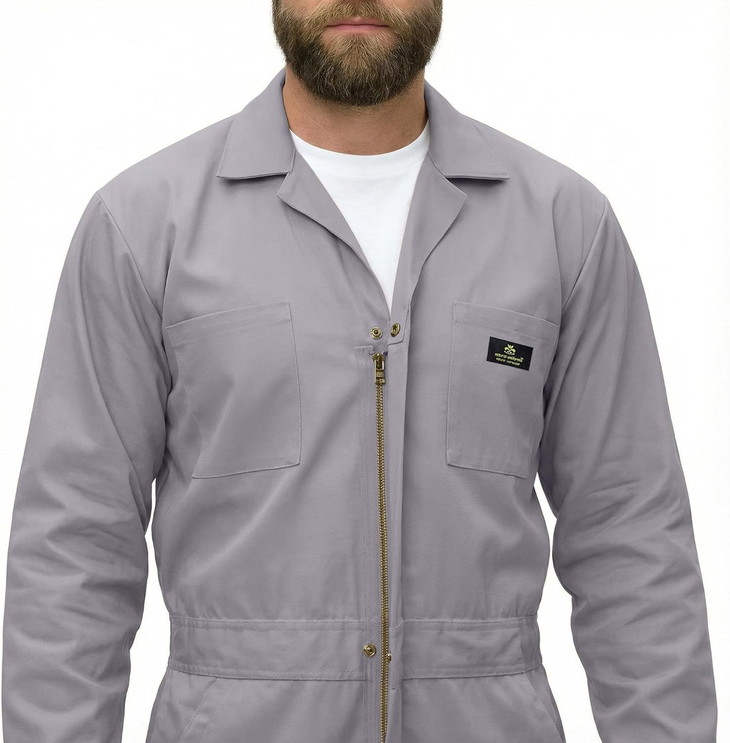 Natural Uniforms Men's Long Sleeve Zip-Up Twill Coverall - Stain & Wrinkle Resistant