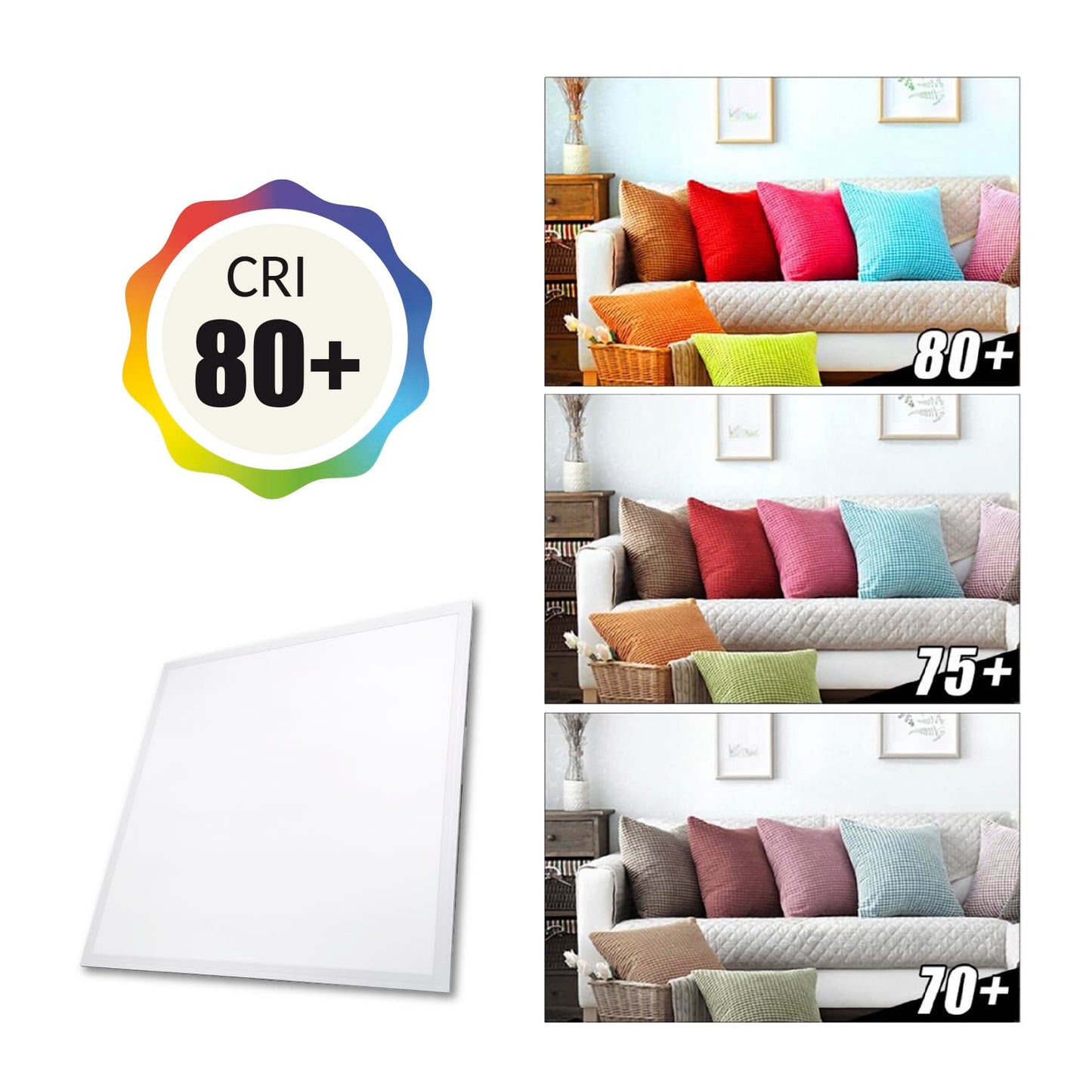 LED ATOMANT 2x2 LED Flat Recessed Panel Light 48W 5000LM, 5 CCT Selectable 3000K/3500K/4000K/4500K/5000K, Power Selectable 30W to 48W, Dimmable with 0-10V Dimmer