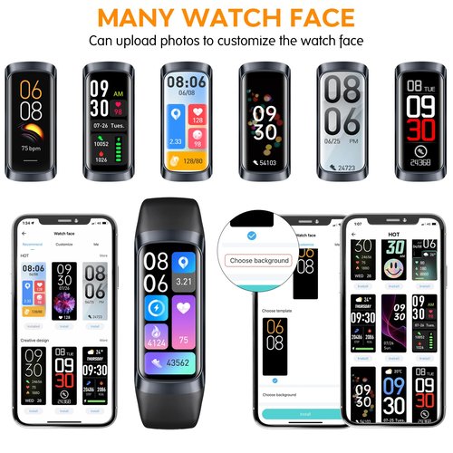 Fitness Watch,Smart Tracker Watch with Blood Pressure Heart Rate Sleep IP67 Waterproof Health Watches Fitness Activity Tracker Step Calorie Counter Pedometer Watches for Men Women Android iOS Phone